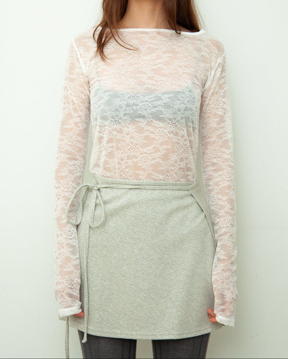 【NEW】Lace Boat Neck T-shirts