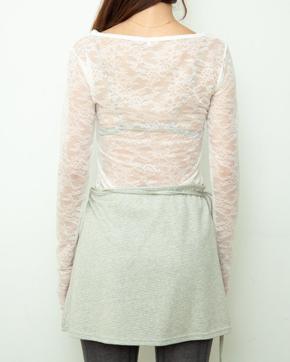 【NEW】Lace Boat Neck T-shirts