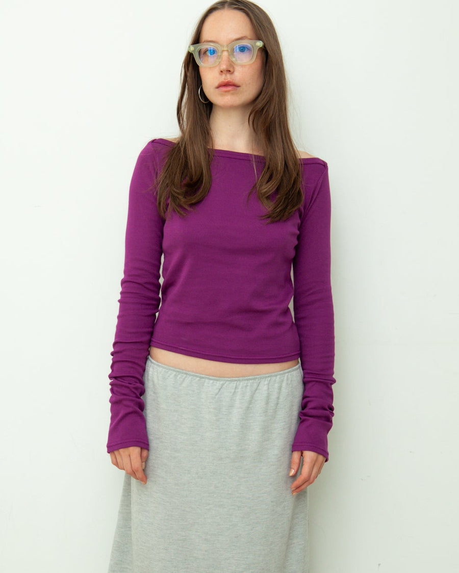 【NEW】Boat Neck Long Tee