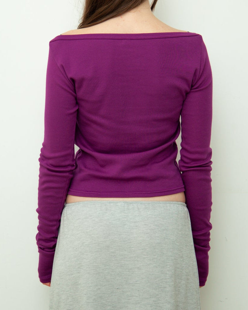 【NEW】Boat Neck Long Tee