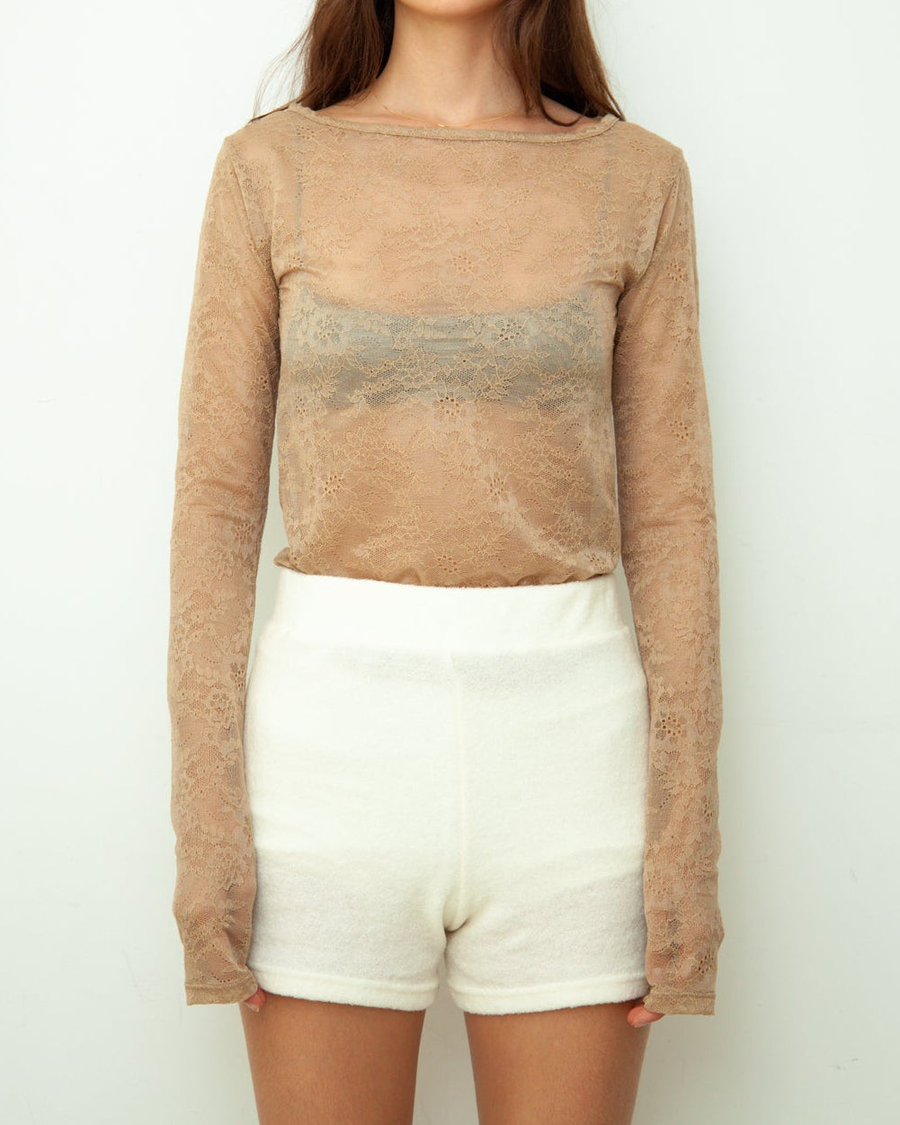 【NEW】Lace Boat Neck T-shirts