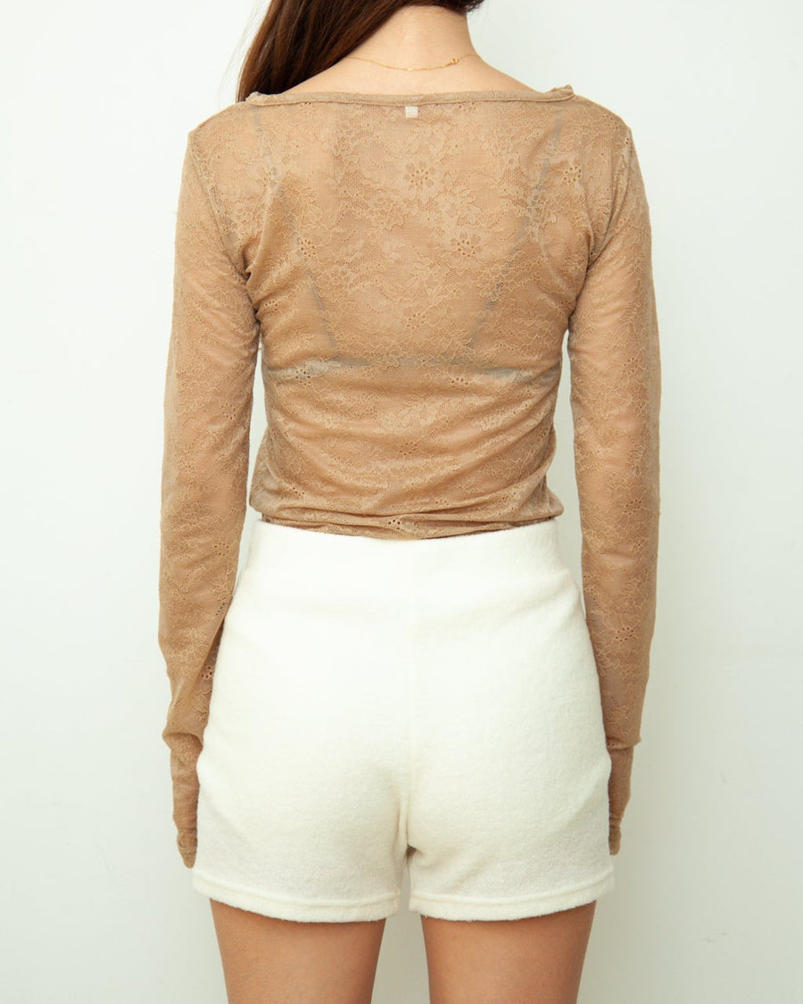 【NEW】Lace Boat Neck T-shirts