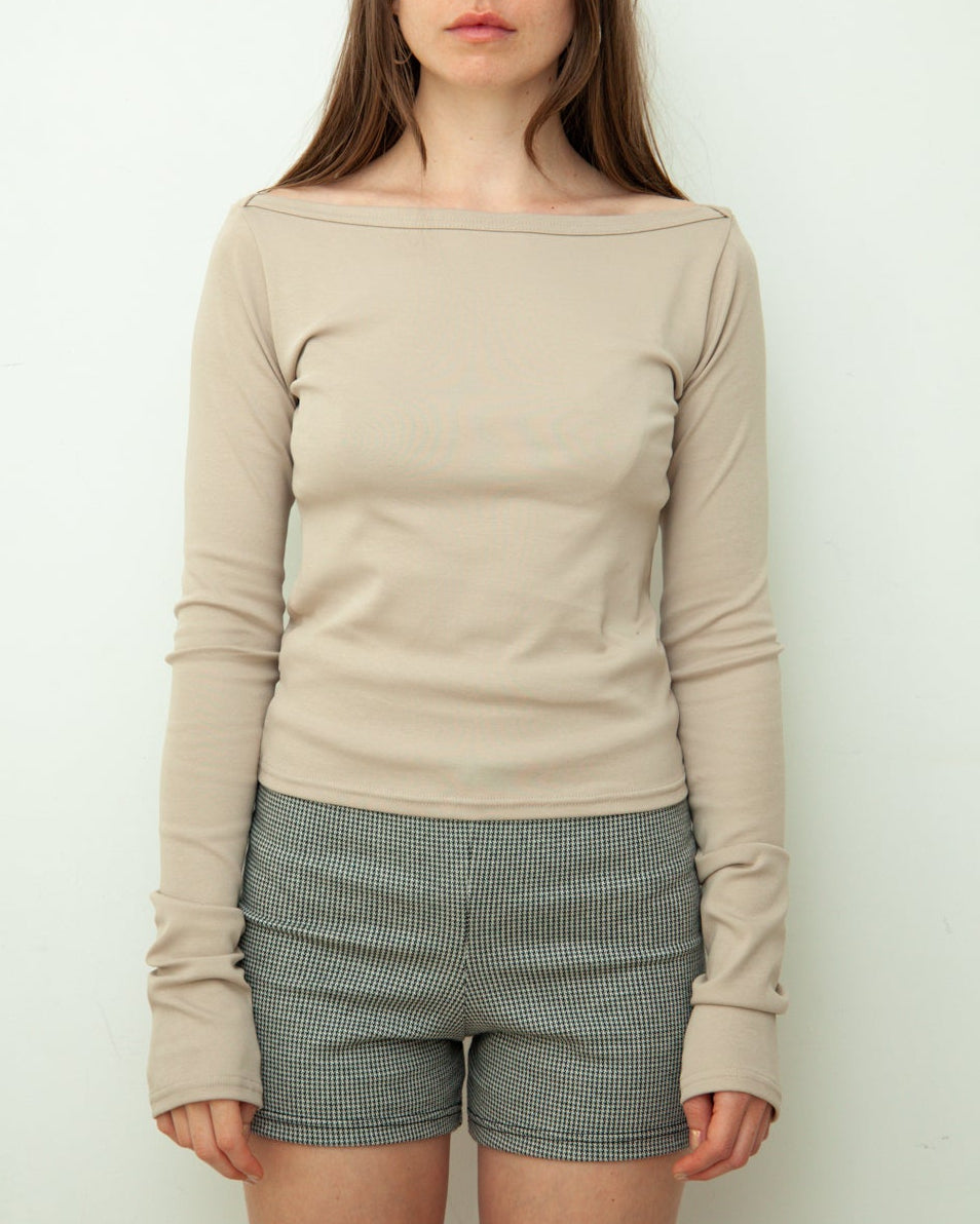 【NEW】Boat Neck Long Tee