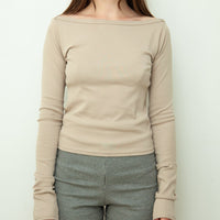 【NEW】Boat Neck Long Tee