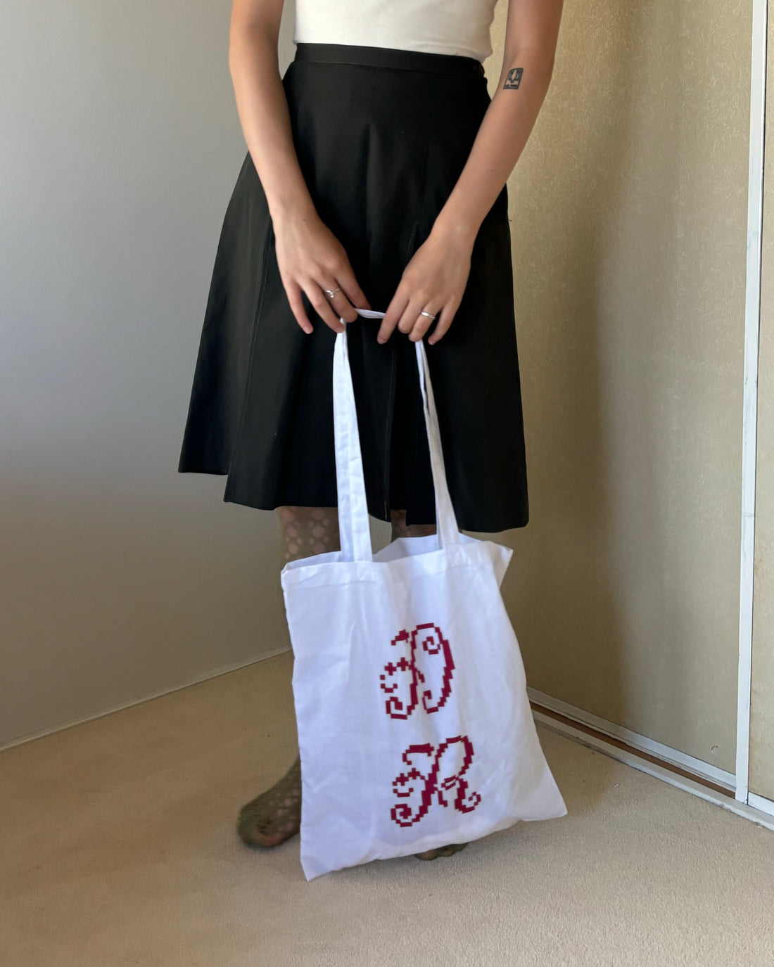 Embroidery Print Tote Bag