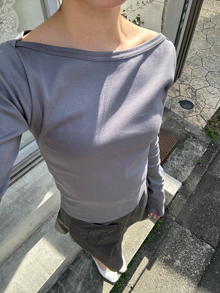 m　　 draw drawers boat neck long tee NEW】Boat Neck Long Tee – draw