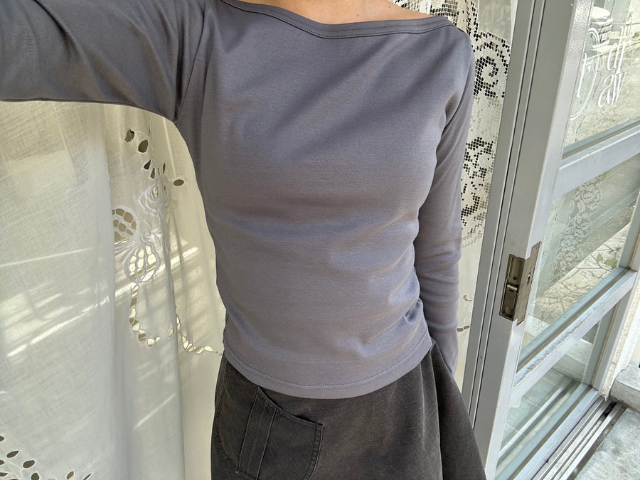 NEW】Boat Neck Long Tee – draw NEW】Boat Neck Long Tee – draw