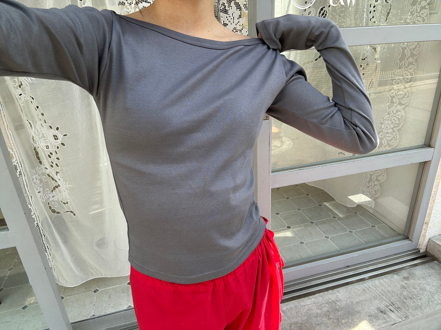 NEW】Boat Neck Long Tee – draw