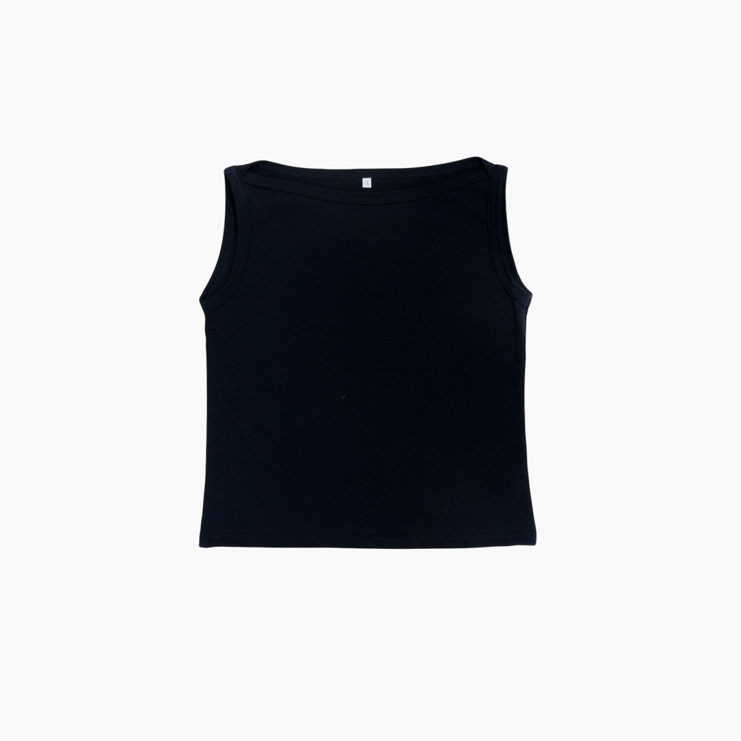 【NEW】Cotton Boat Neck Tanktop