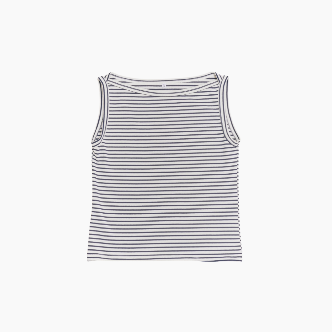 【NEW】Cotton Boat Neck Tanktop