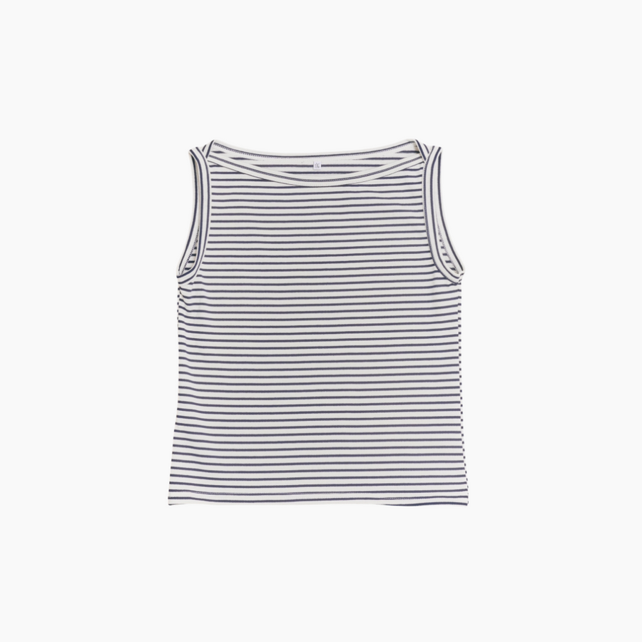 【NEW】Cotton Boat Neck Tanktop