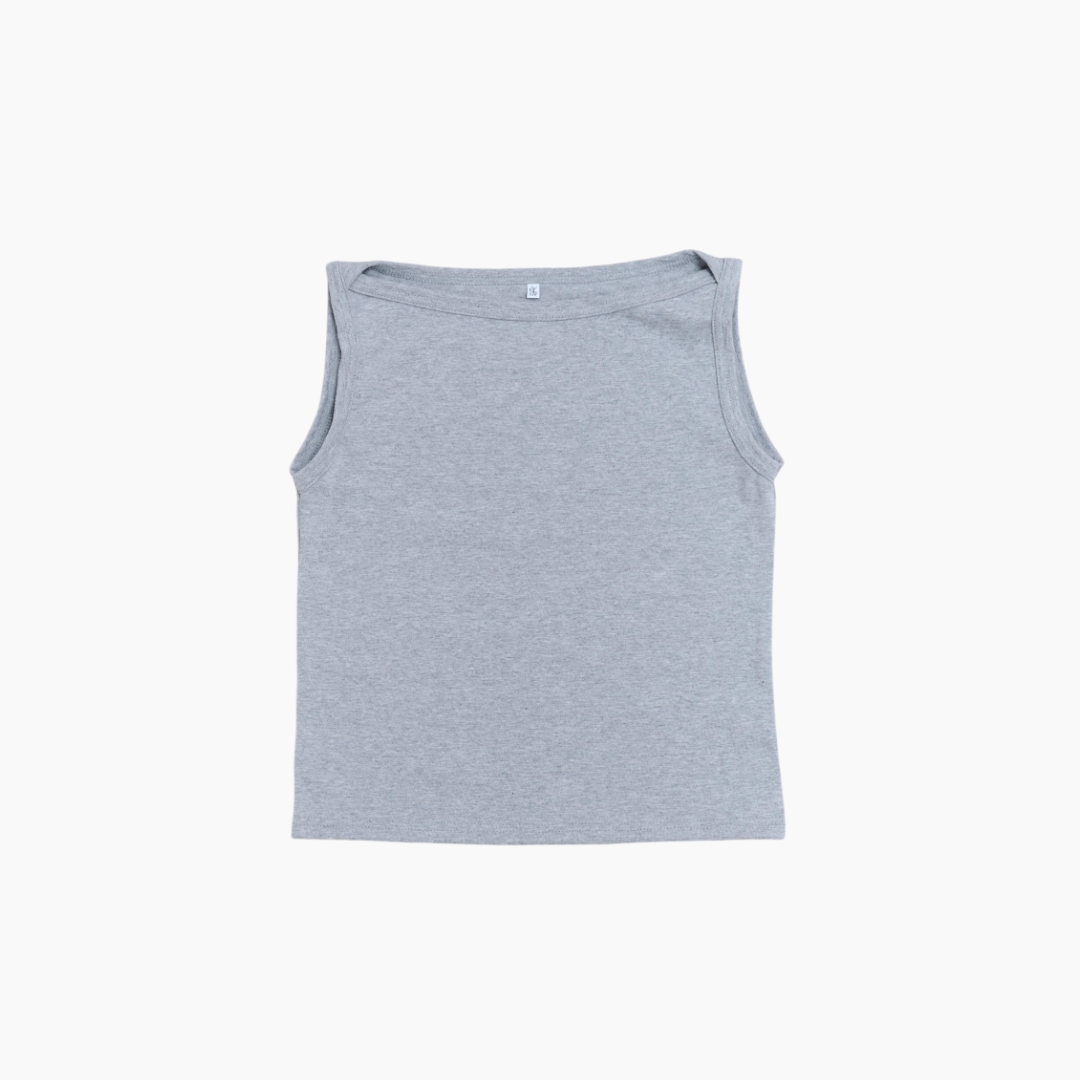【NEW】Cotton Boat Neck Tanktop